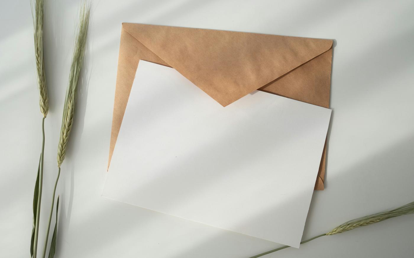 white paper and brown envelope by Kate Macate courtesy of Unsplash.